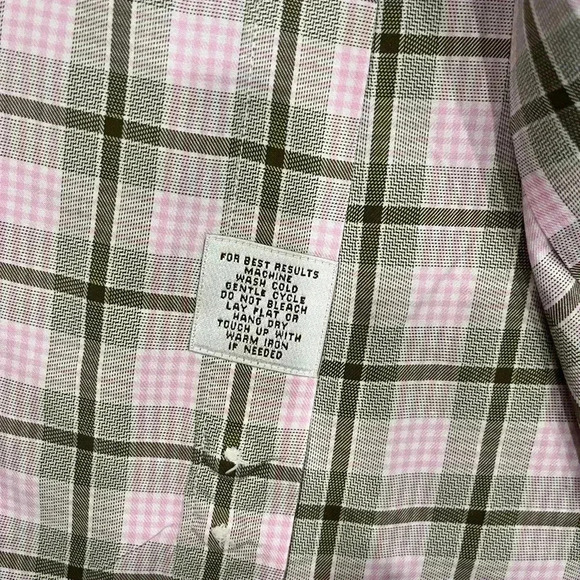 [XL]Peter Millar Gray Pink Plaid  Cotton Dress Shirt - Picture 5 of 10